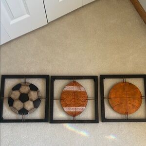 Set of Three Sports Wall Art Decor